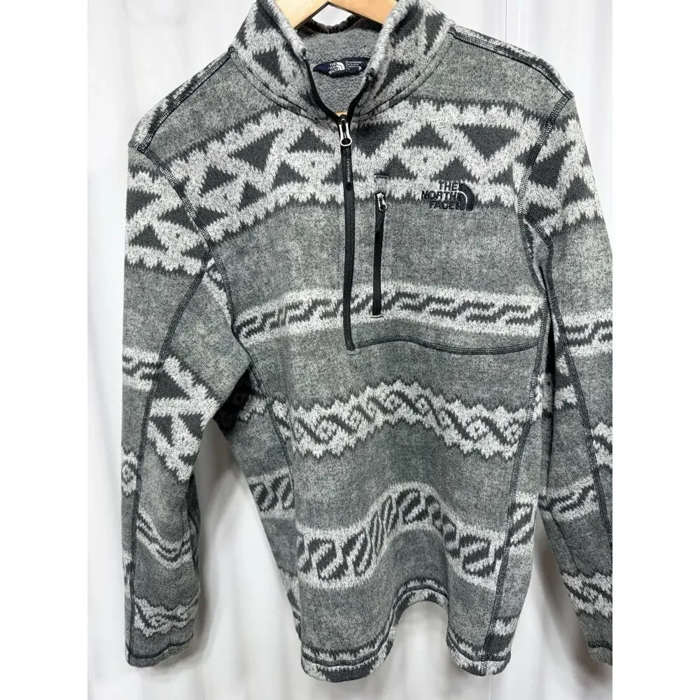 The North Face Tribal Southwest 1/4 Zip Fleece Pullover Gray Men Lg Gorpcore